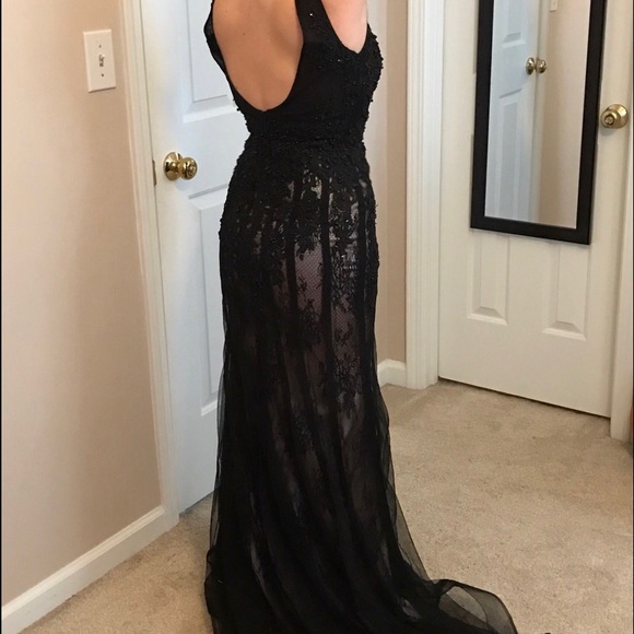 Long Black Lace Prom Dress- Sherri Hill look-alike - Picture 2 of 6
