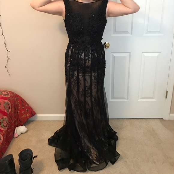 Long Black Lace Prom Dress- Sherri Hill look-alike - Picture 4 of 6