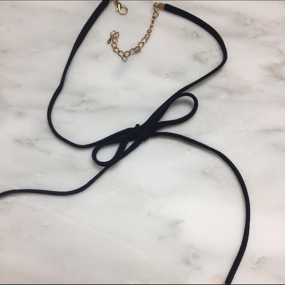 Black Suede Bow Choker Necklace