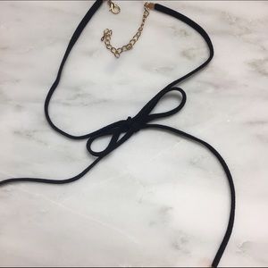 Black Suede Bow Choker Necklace