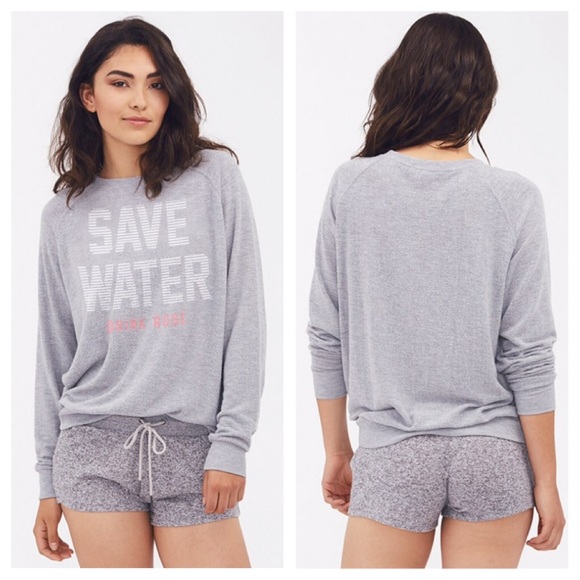 Junk Food Clothing Tops - Junk Food Save Water Drink Rosé' gray sweatshirt S