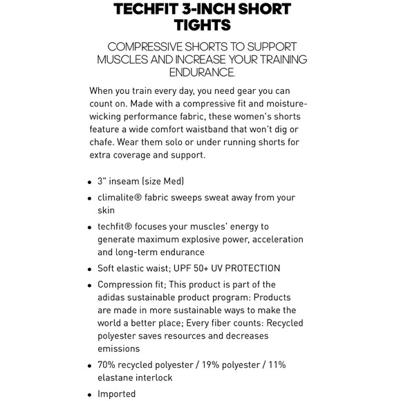 [adidas] techfit 3-inch short tights - Picture 8 of 8