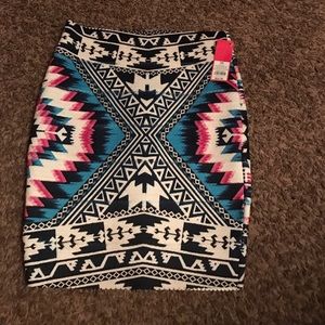 Tribal print mini pencil skirt
