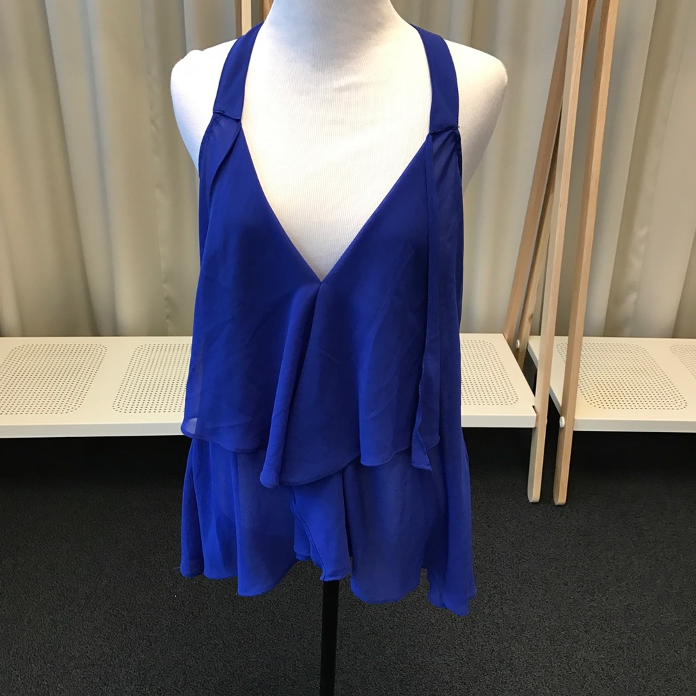 Blue ruffle top
