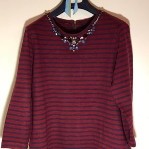 SALE !! JCrew Stripe Tee with Detail