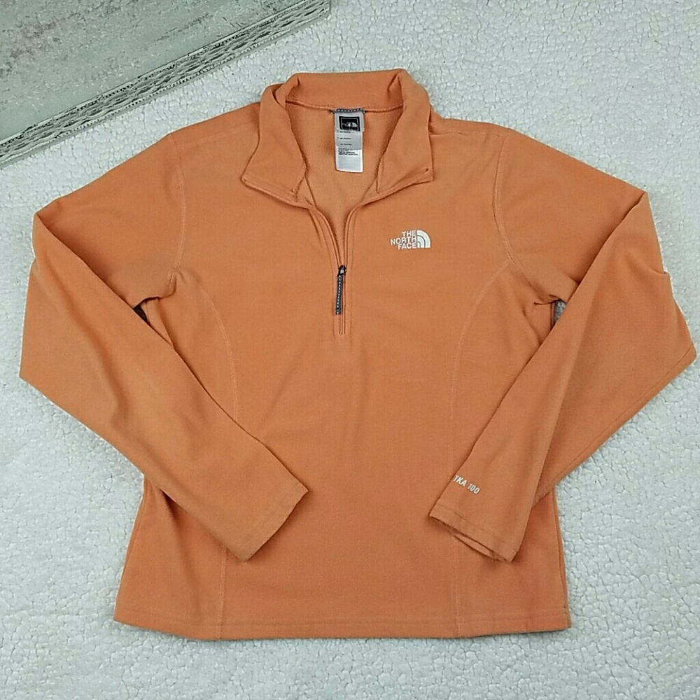 North face orange fleece pullover