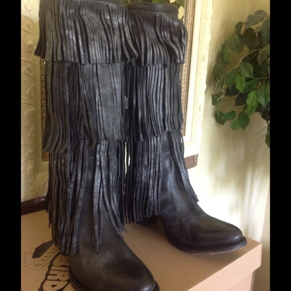 Freebird Steve Madden Fringe Grey boots