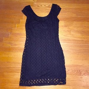 Crochet Little Black Shift with Cap Sleeves