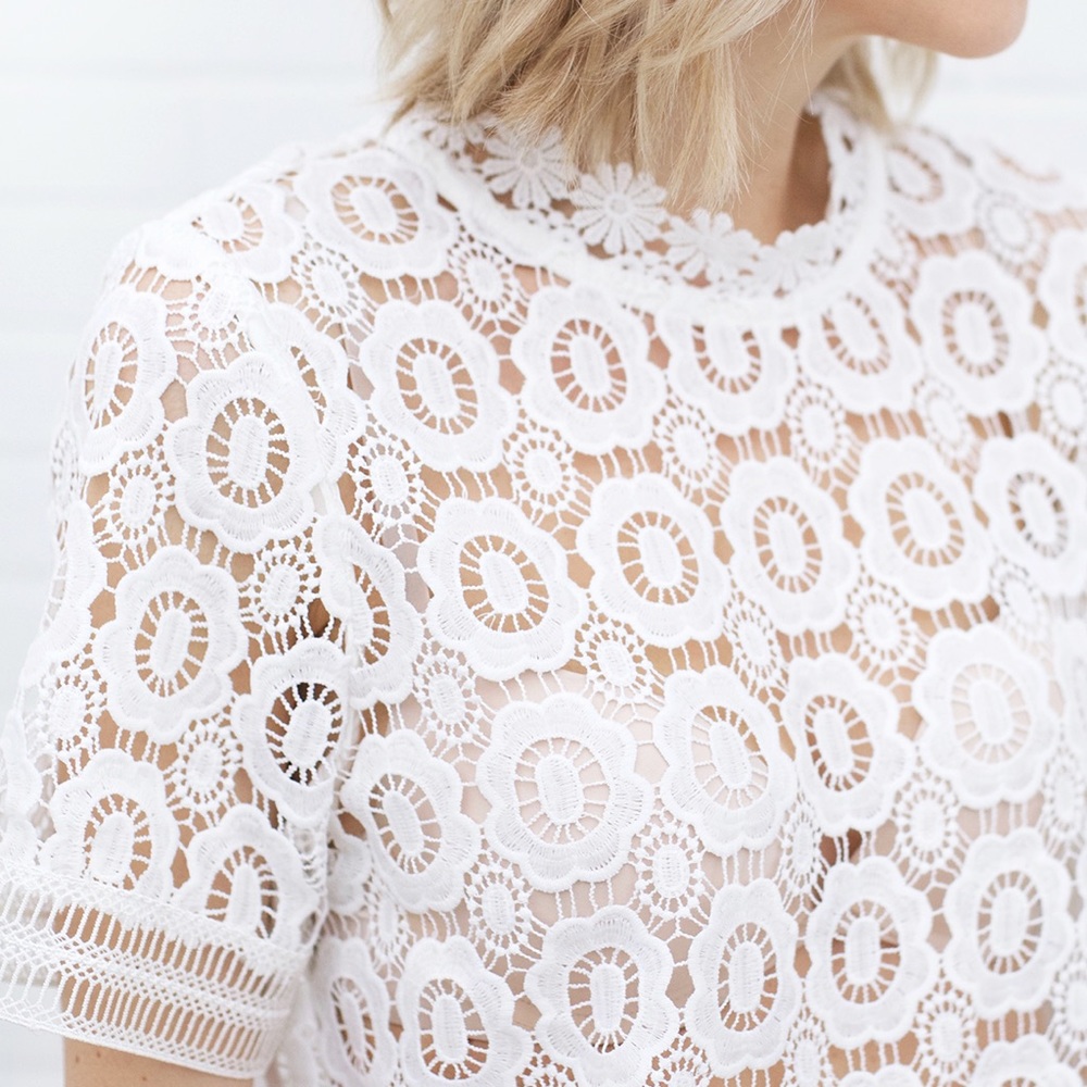 💕Host Pick!💕Flower Lace Detail Top - White - Picture 4 of 4