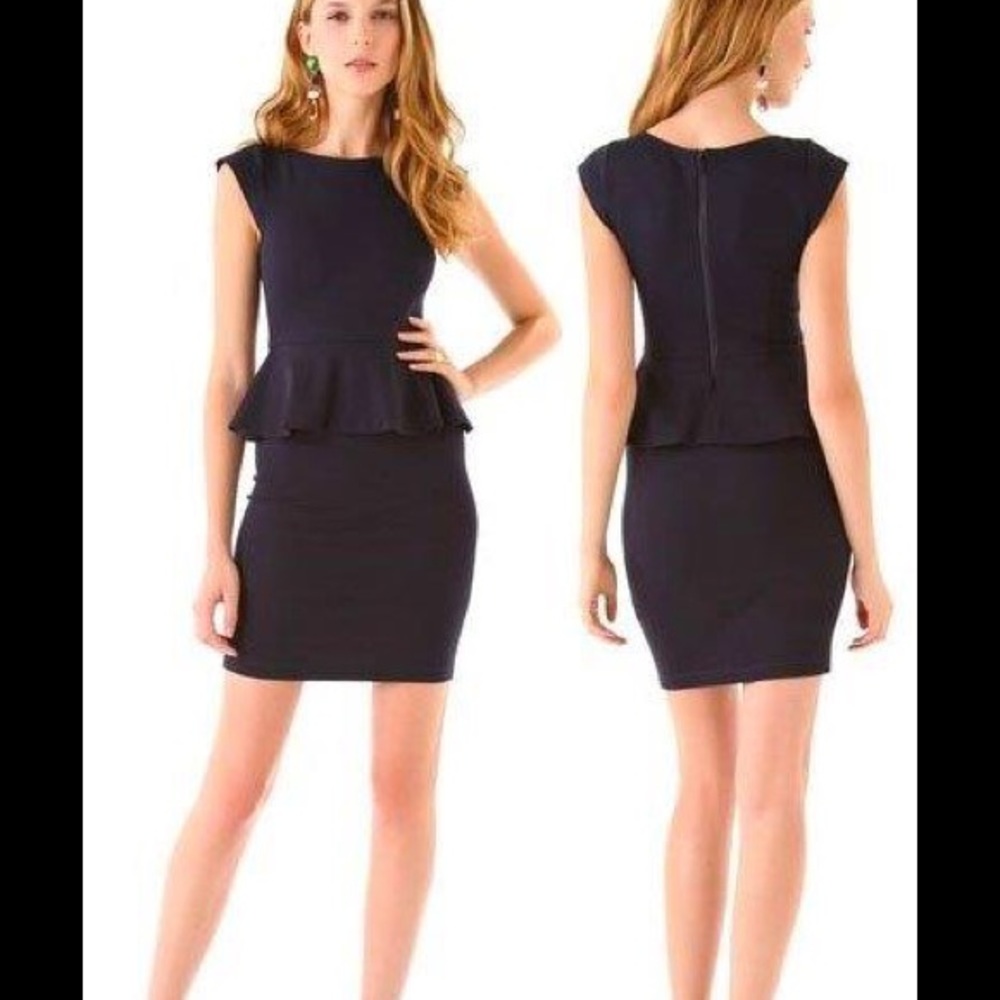 Alice + Olivia Black Victoria Peplum Dress