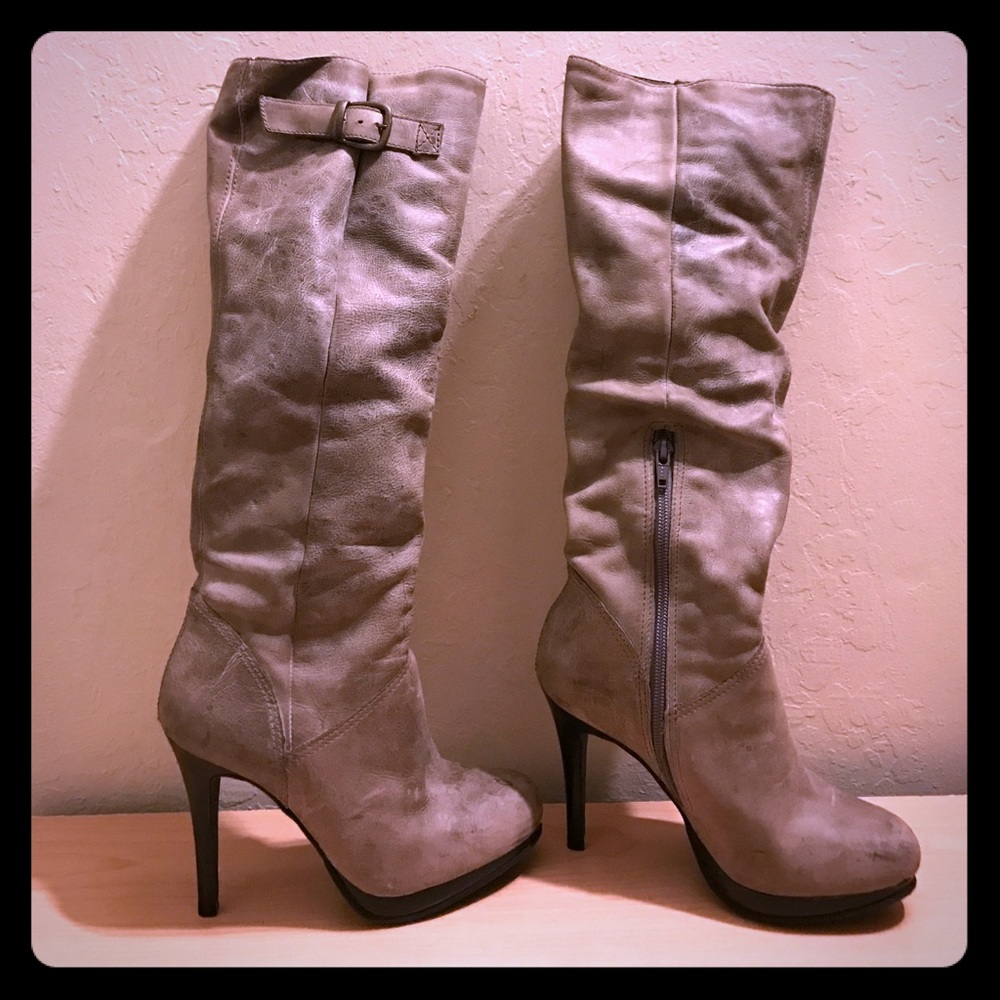 CATHY JEAN DISTRESSED KNEE HIGH BOOTS