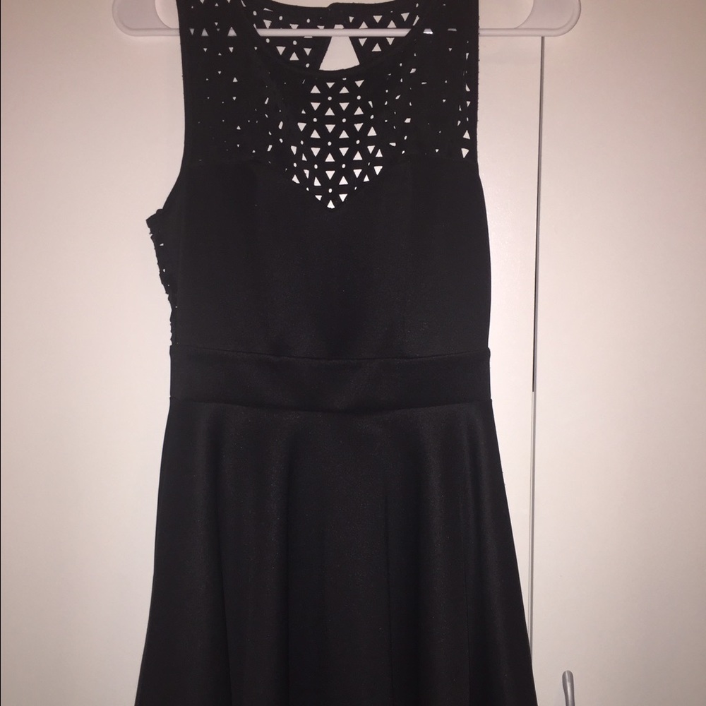 Black cute out circle skirt dress