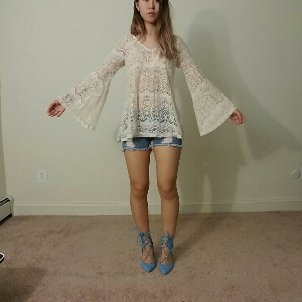 Bell-sleeve Lace Top