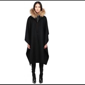 Mackage Black Helina Wool Hooded Cape