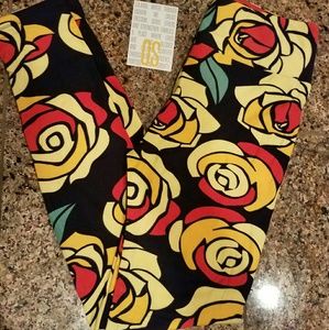 NWT LuLaRoe OS Leggings Unicorn Disney Roses Black
