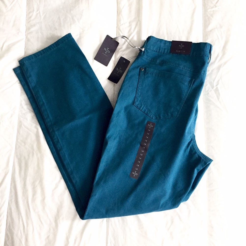 NYDJ Samantha Slim Skinny Jeans Teal Blue Size 14