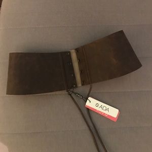 Dark Brown Leather Cinched Waist Belt