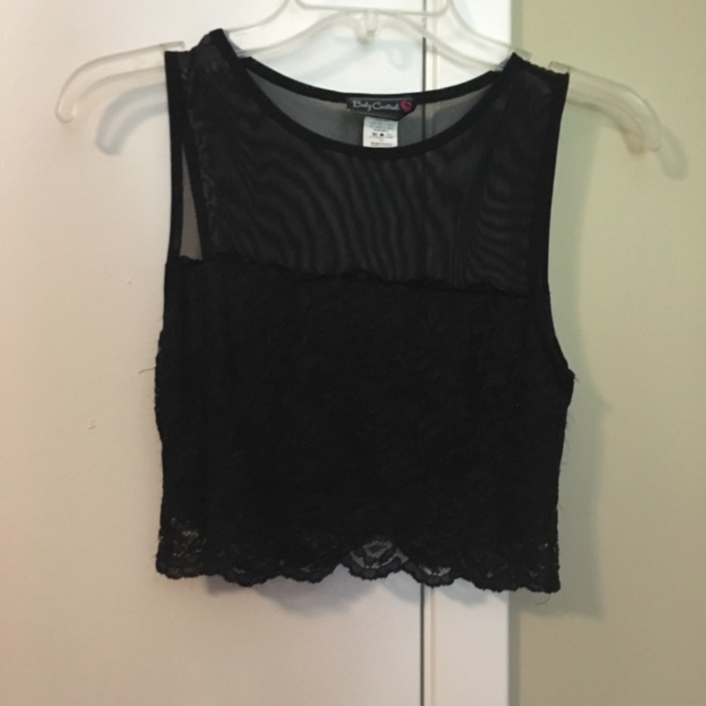 Black lace crop top