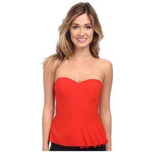 New Trina Turk Red Lacquer Strapless Bustier
