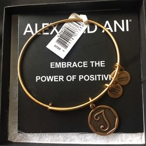 ALEX & ANI INITIAL T CHARM BANGLE