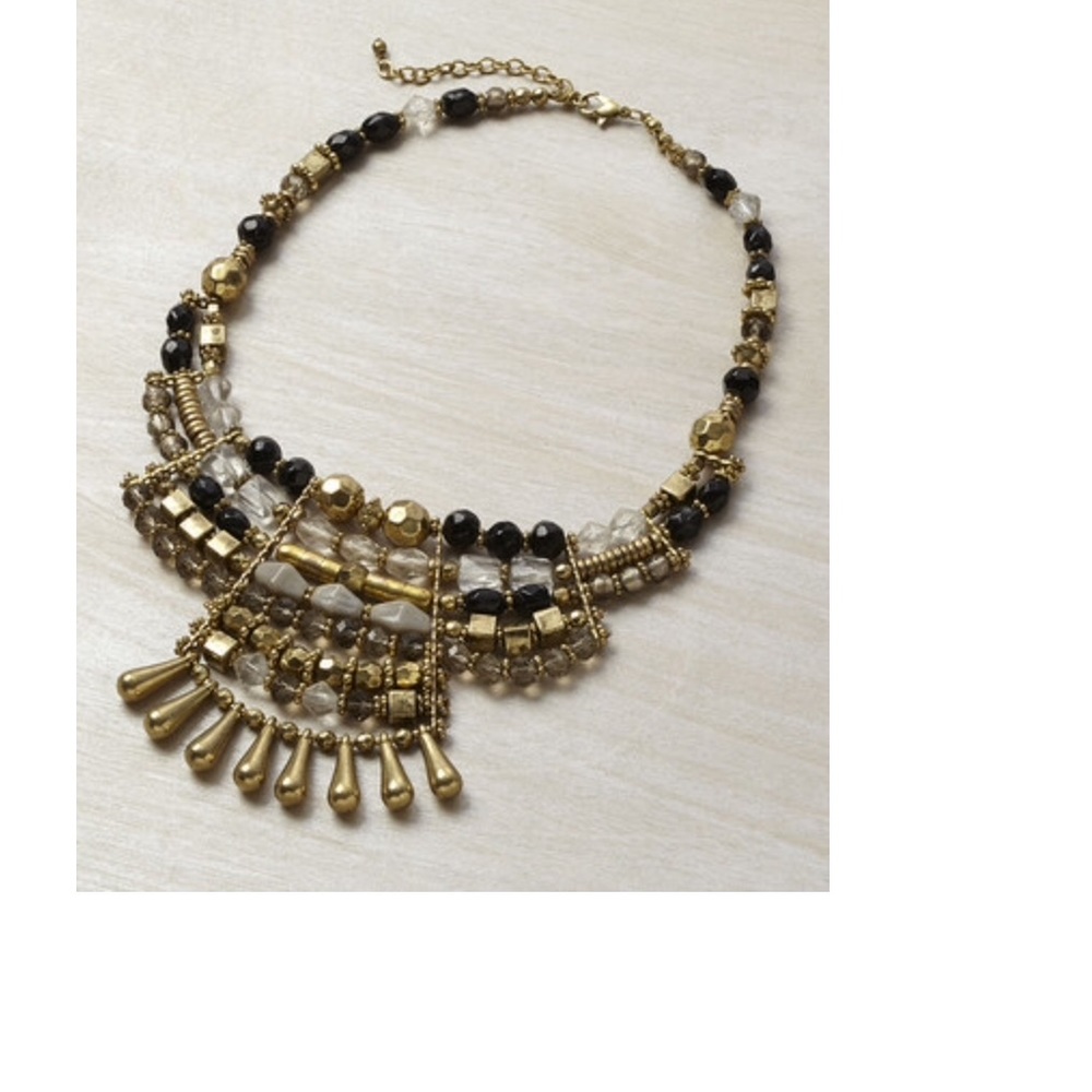 New Enesco Black and gold tone statement necklace
