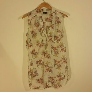 Skull button up tank top
