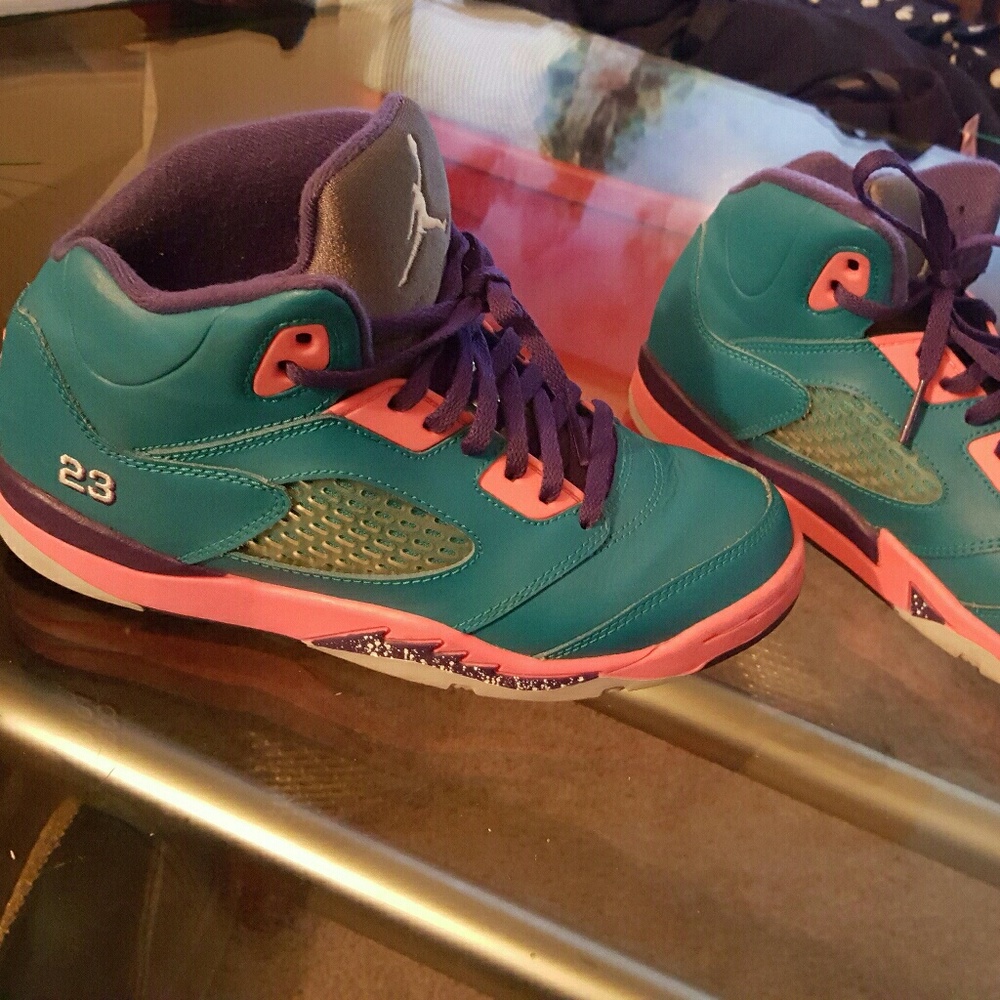 Kids jordan 5 retro teal pink and purple - Picture 4 of 4