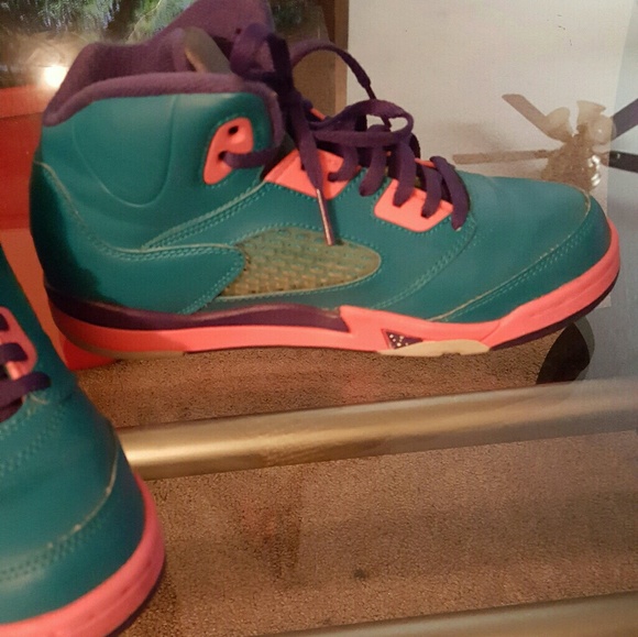 Kids jordan 5 retro teal pink and purple - Picture 3 of 4