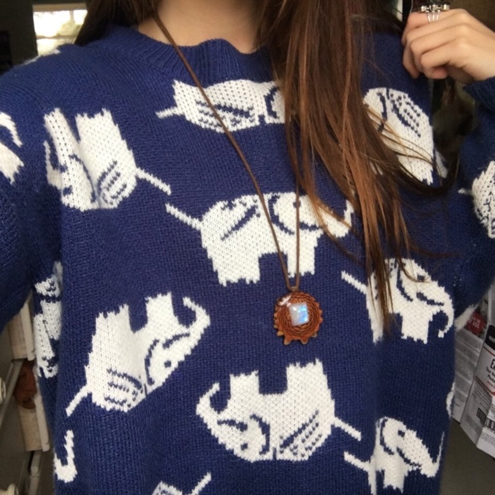 Navy Elephant Sweater
