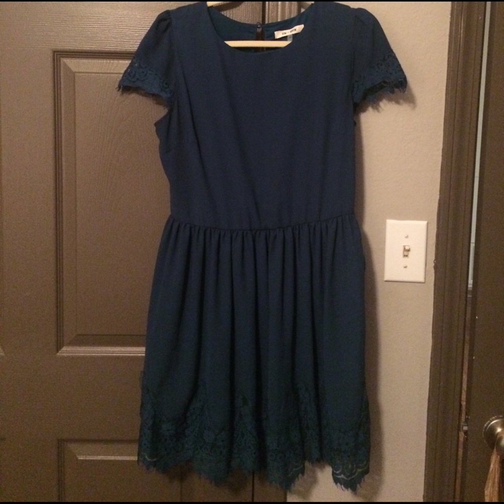 Teal Dress with Lace detail