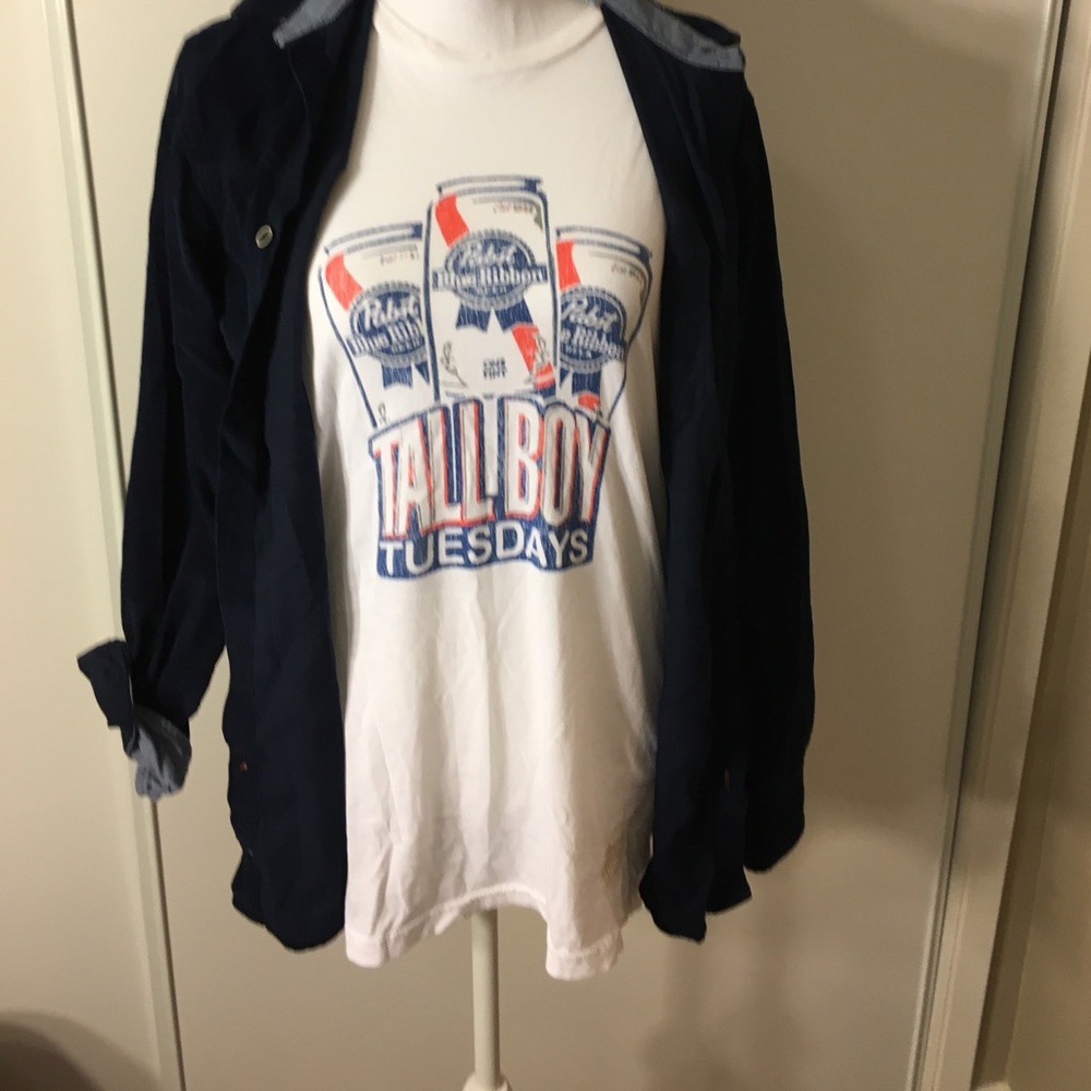 Distressed worn pabst blue ribbon tee