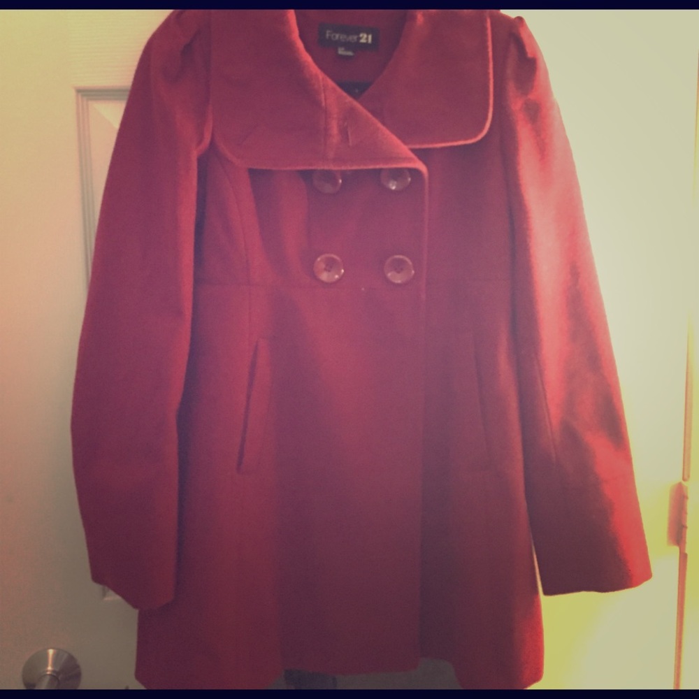 Red pea coat