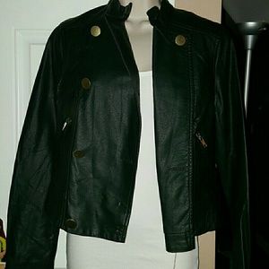 A.n.a faux leather hunter green moto jacket Small