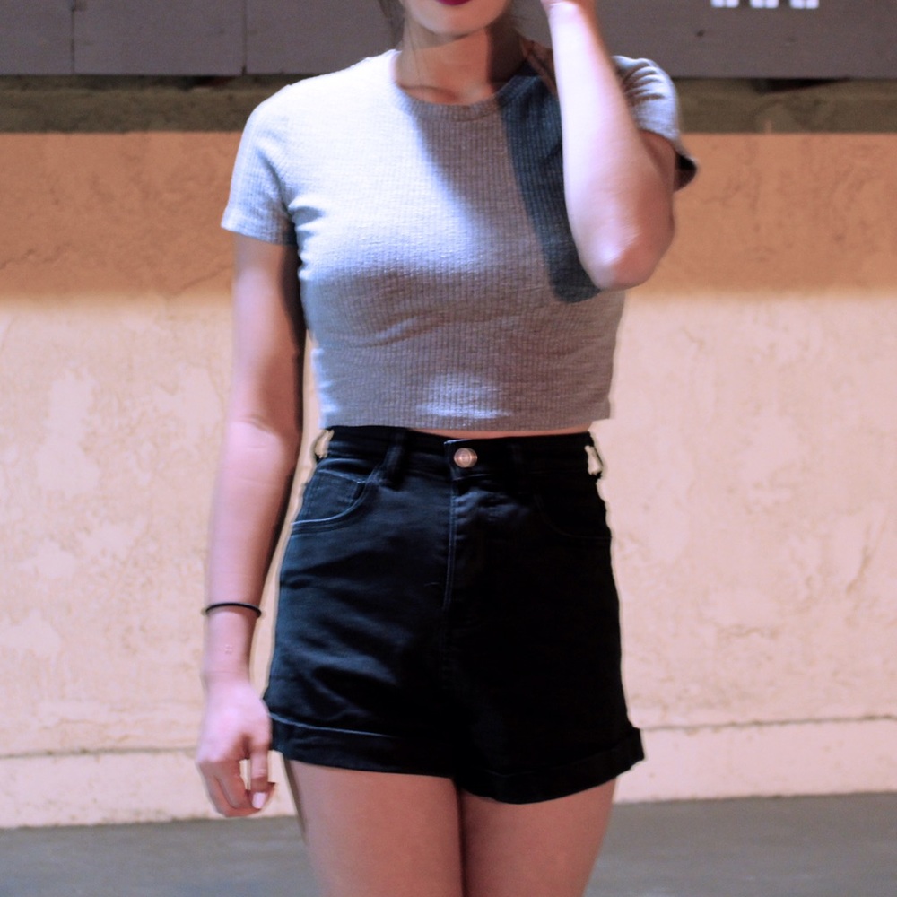 John Galt Black high waisted shorts