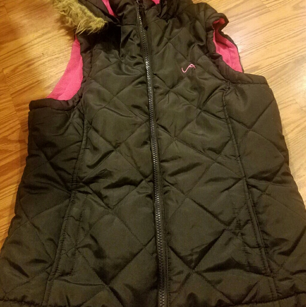 Black Girls vest pink inside Awesome condition