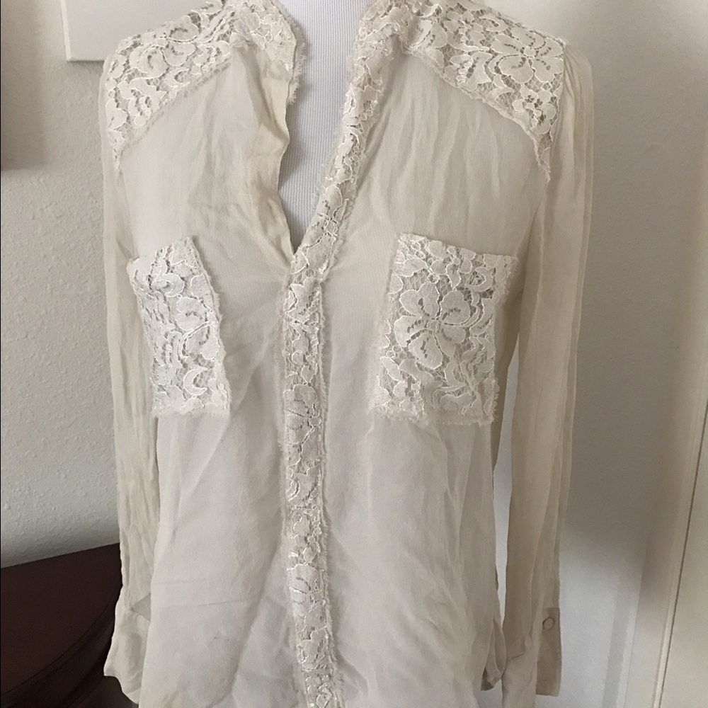 Sheer Crochet Detail Blouse