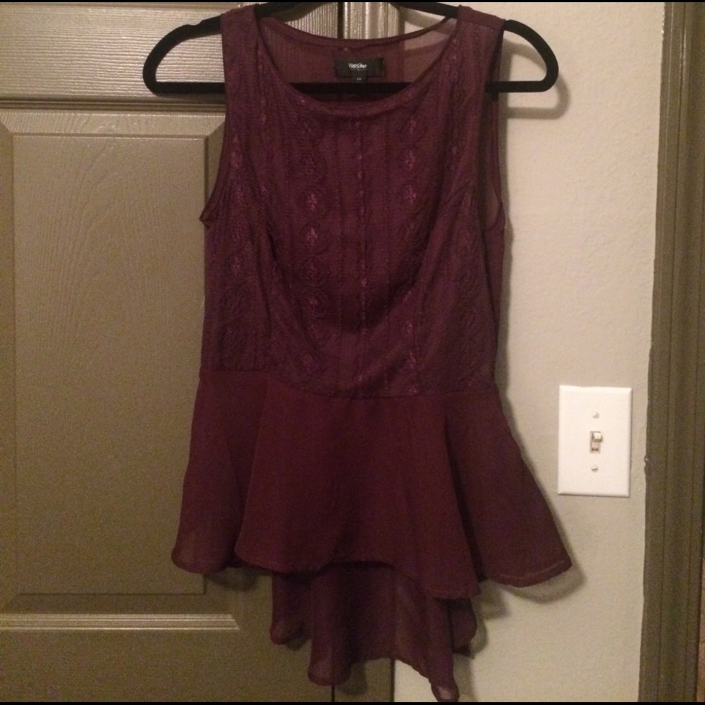 Shear Peplum Maroon Top