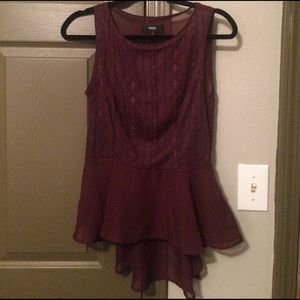 Shear Peplum Maroon Top