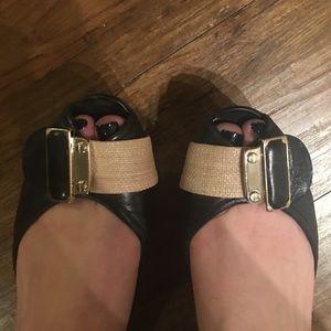 black leather flats