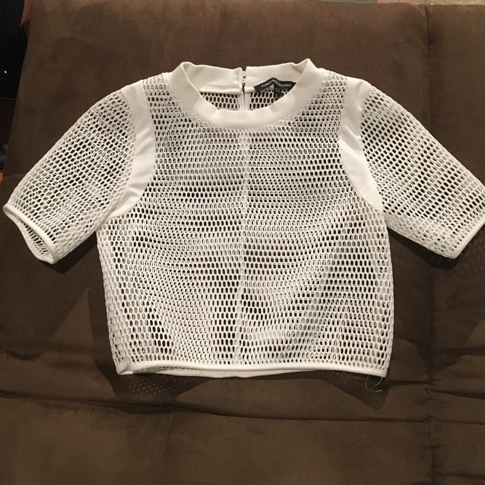 White mesh crop top