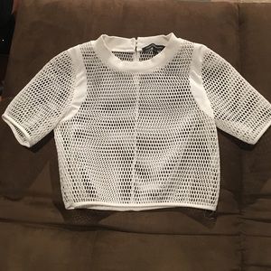 White mesh crop top