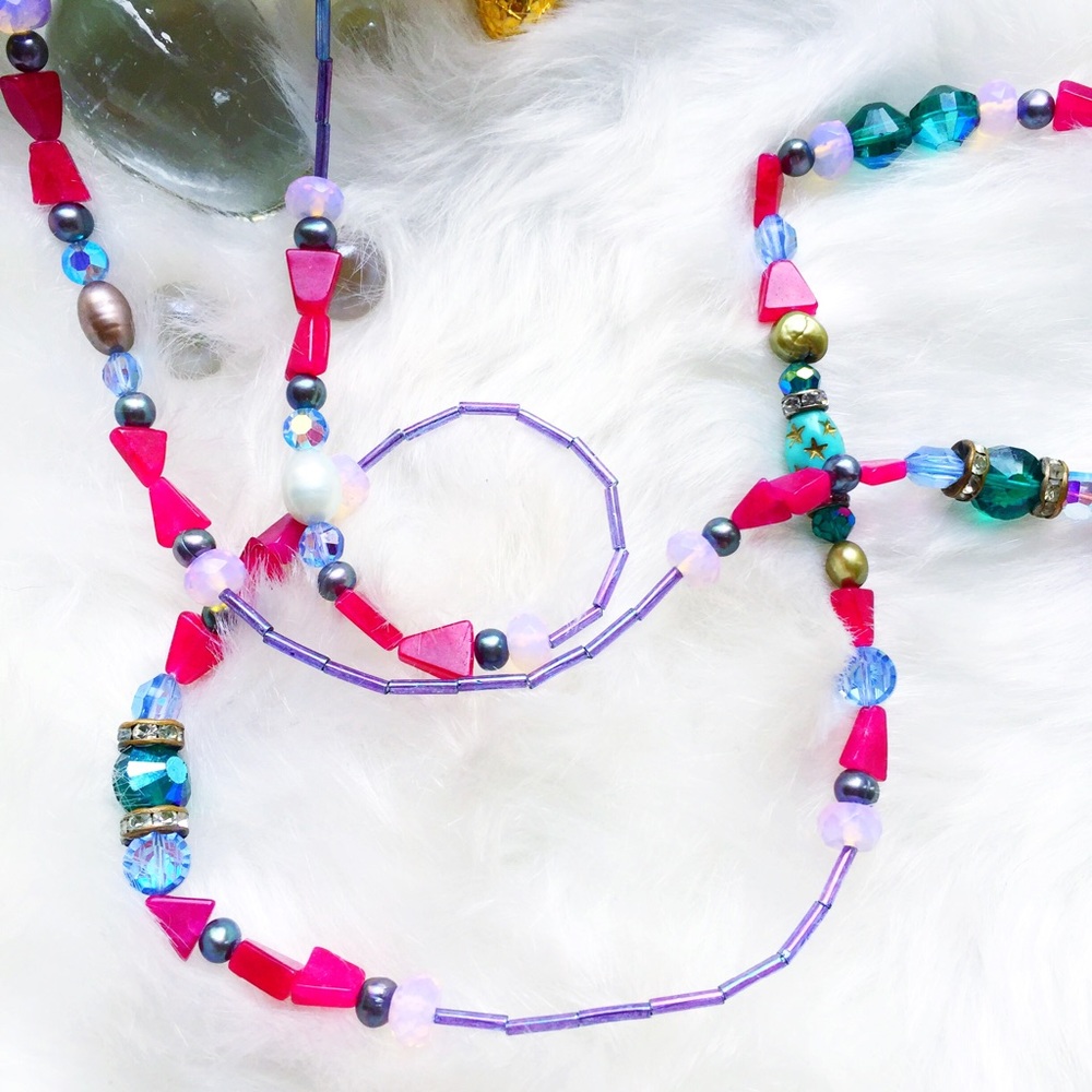 . {CRYSTAL LARIAT} Handmade precious gems + silver