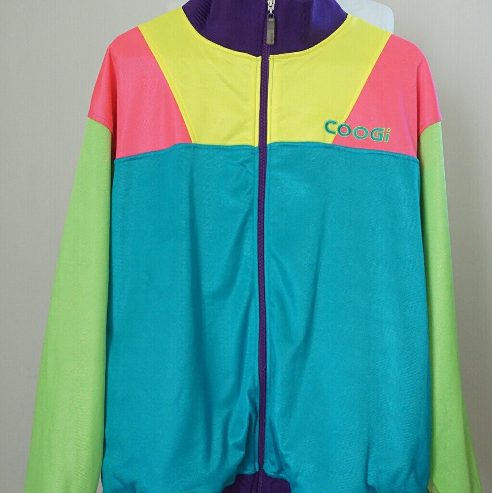 Coogi zip up jacket neon colors mens large