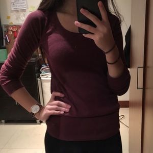 Maroon long sleeve scoop neck