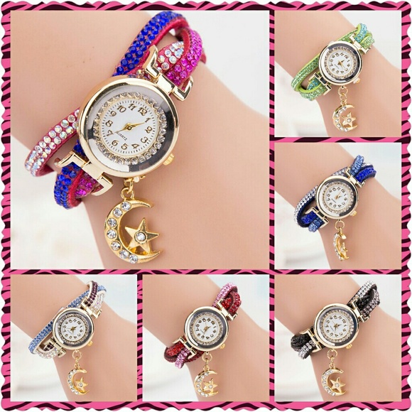*WEEKEND SALE* NIP Rhinestone Braided Charm Watch - Picture 1 of 7