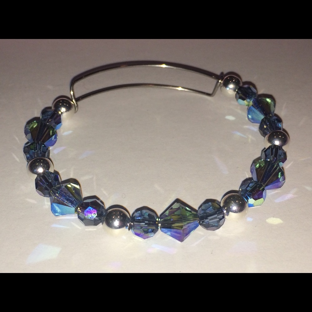Handmade blue crystal beaded bracelet swarovski