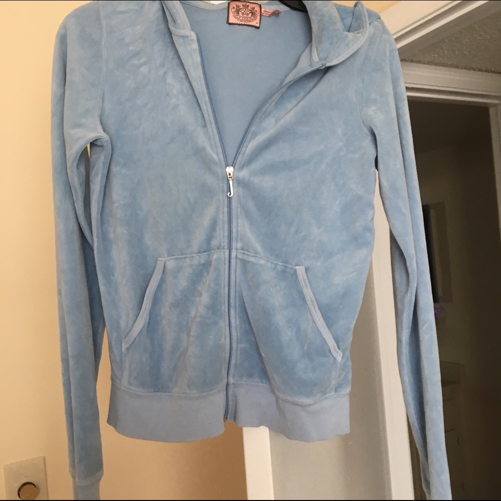 JUICY COUTURE Baby Blue Velour Hoodie Sweater, M
