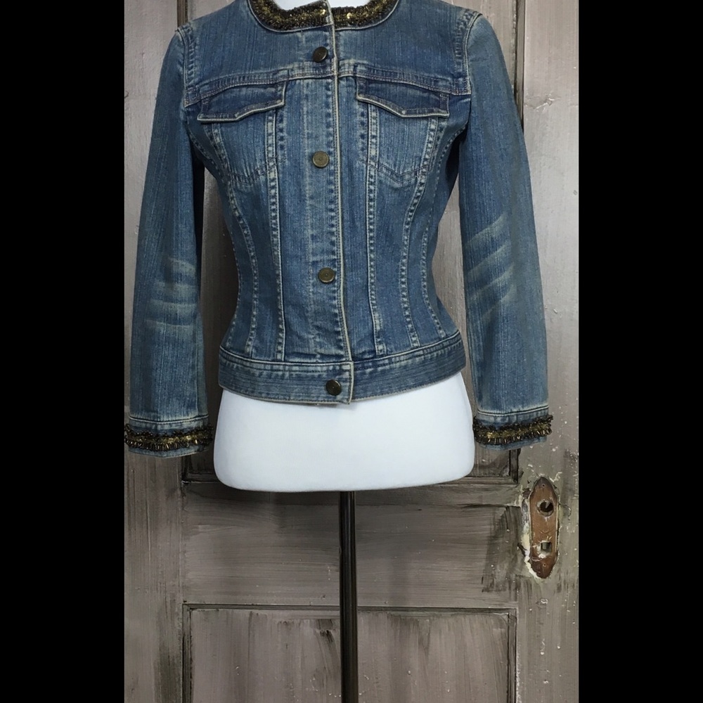 Gianni Bini Beaded Jean Jacket