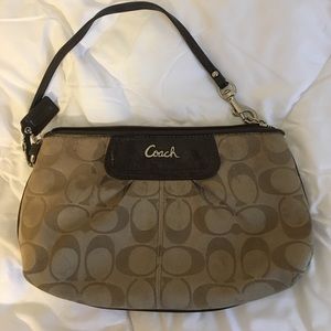 Authentic Coach brown signature wristlet