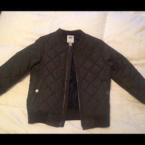 Boys' Quilted Bomber in Olive Green